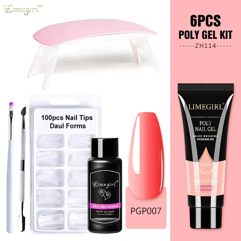 Kit de gel para uñas Poly con lámpara UV de 54 W