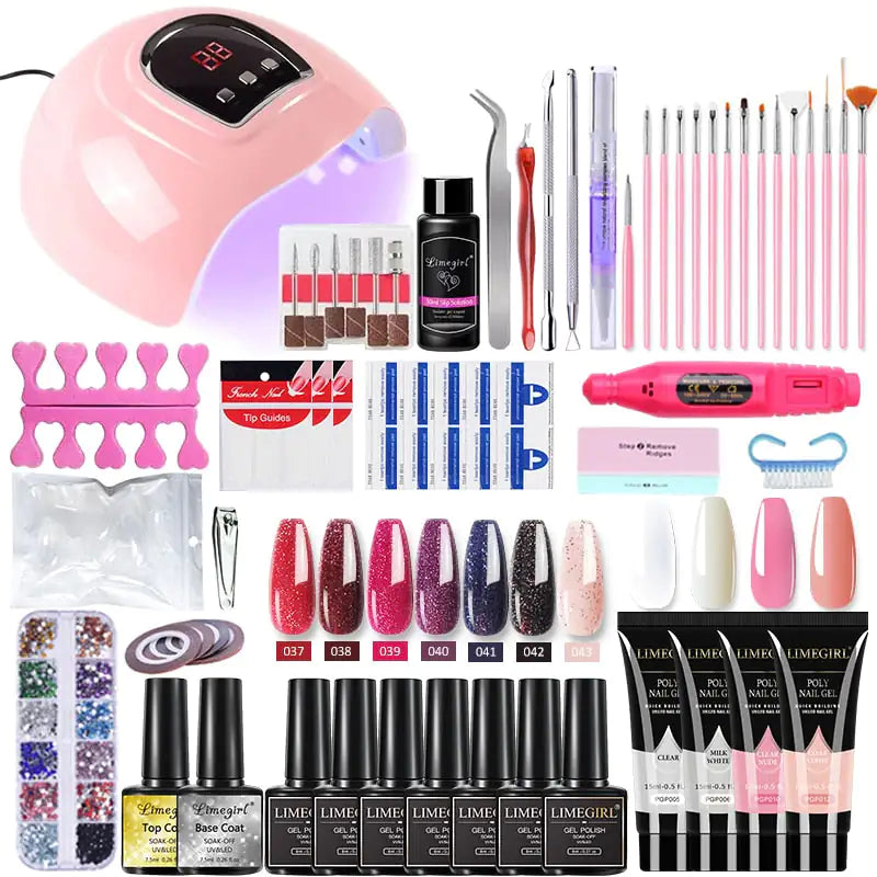 Kit de gel para uñas Poly con lámpara UV de 54 W