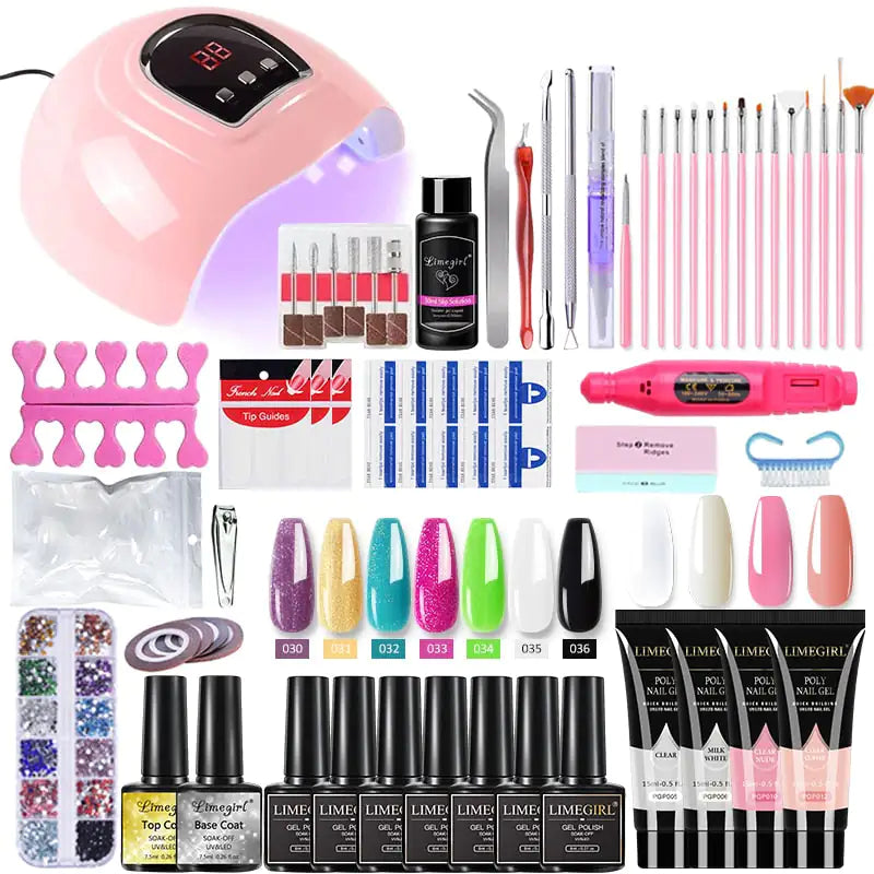 Kit de gel para uñas Poly con lámpara UV de 54 W