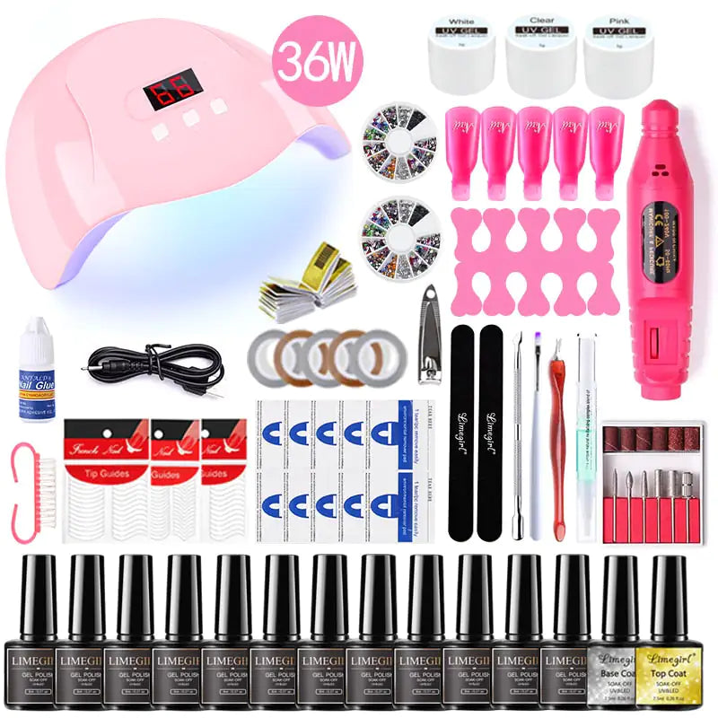 Kit de gel para uñas Poly con lámpara UV de 54 W