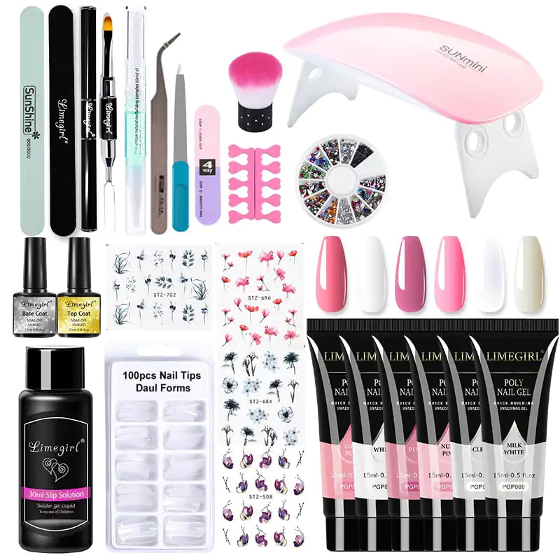 Kit de gel para uñas Poly con lámpara UV de 54 W