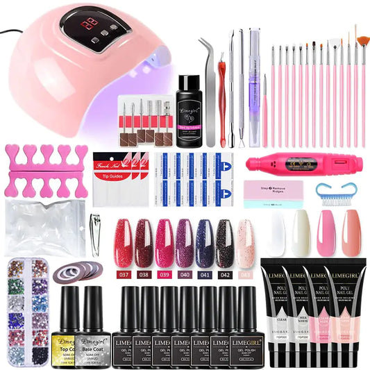 Kit de gel para uñas Poly con lámpara UV de 54 W