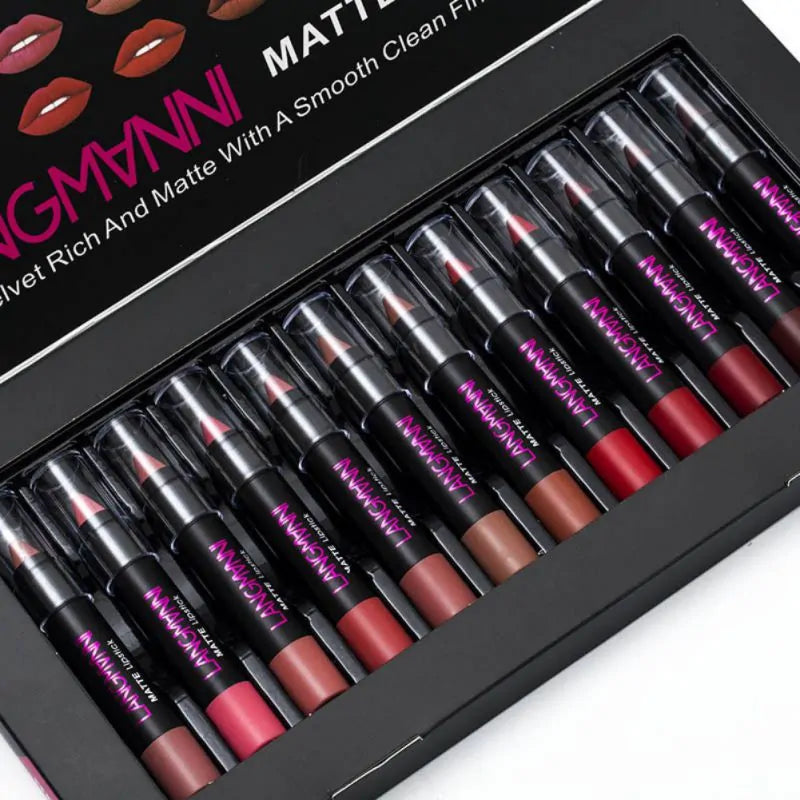 Lápiz labial mate sexy de 12 piezas de Langmanni