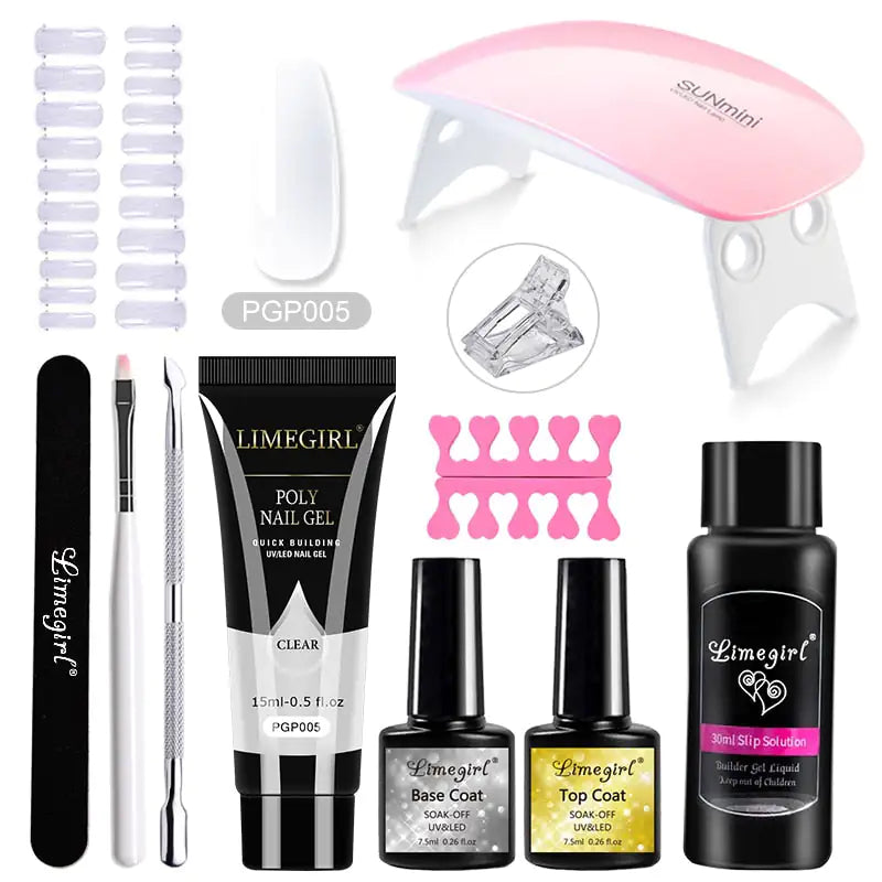 Kit de gel para uñas Poly con lámpara UV de 54 W