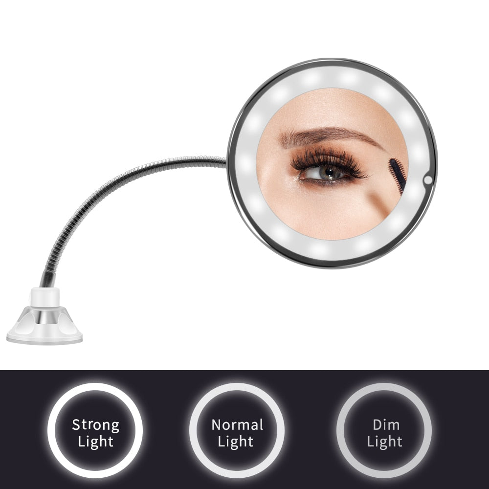 Espejo de maquillaje flexible con luz LED